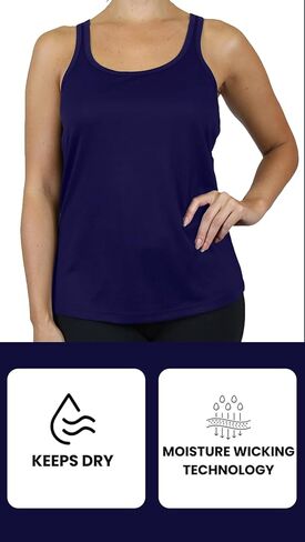 Galaxy by Harvic 3 Pack Womens Moisture Wicking Racerback Tagless Polyester Tanks Tops in Saudi Arabia