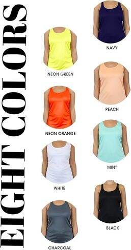Galaxy by Harvic 3 Pack Womens Moisture Wicking Racerback Tagless Polyester Tanks Tops in Saudi Arabia