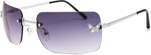 Y2k Sunglasses for Women - Trendy Rimless 2000s Fashion Sun Glasses Rave Shades in Kuwait