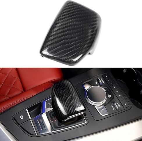 غطاء مقبض ناقل الحركة من ألياف الكربون الحقيقية NVCNX لسيارة Audi A4 2017-2025 / S4 A5 S5 RS5 Q5 SQ5 2018-2025 / Q7 2017-2019 ناقل الحركة الأوتوماتيكي رافعة ناقل الحركة ملحقات السيارة الداخلية لامعة وليس ABS in Saudi Arabia