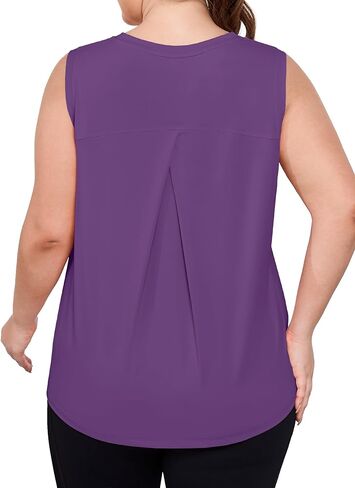 FOREYOND Women's Plus Size Workout Tank Tops Loose Fit Sleeveless Lightweight Shirts Athletic Yoga Tennis Gym Running in Saudi Arabia