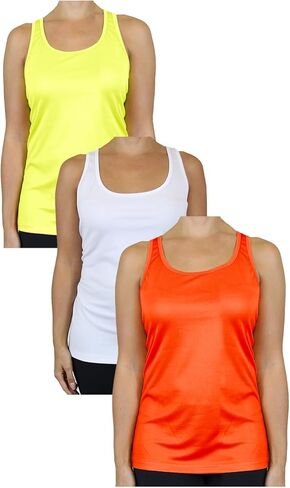 Galaxy by Harvic 3 Pack Womens Moisture Wicking Racerback Tagless Polyester Tanks Tops in Saudi Arabia