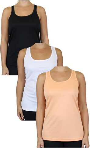 Galaxy by Harvic 3 Pack Womens Moisture Wicking Racerback Tagless Polyester Tanks Tops in Saudi Arabia