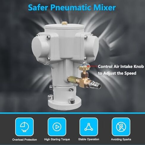 Power Mixer Pneumatic Agitator Clamp-On Drum Agitator Industrial-Grade Pneumatic Shaker Paint Stirring Tool，5 Gallon Pneumatic Mixer, 1/8HP Stainless Steel Paint Mixer Drill Attachment, Adju in Saudi Arabia