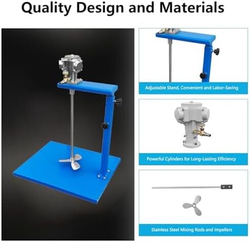 Power Mixer Pneumatic Agitator Clamp-On Drum Agitator Industrial-Grade Pneumatic Shaker Paint Stirring Tool，5 Gallon Pneumatic Mixer, 1/8HP Stainless Steel Paint Mixer Drill Attachment, Adju in Saudi Arabia