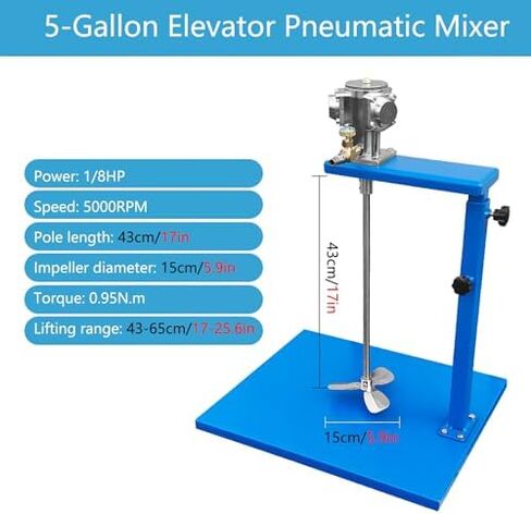 Power Mixer Pneumatic Agitator Clamp-On Drum Agitator Industrial-Grade Pneumatic Shaker Paint Stirring Tool，5 Gallon Pneumatic Mixer, 1/8HP Stainless Steel Paint Mixer Drill Attachment, Adju in Saudi Arabia