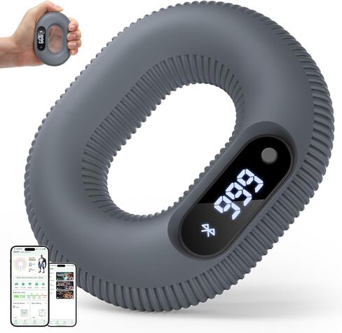 Forearm Strengthener for Fitness and Stress Relief, Smart Silicone Hand Strengthening Devices, Grip Strength Trainer with Data Monitoring, Supporting Gaming Interaction and App Control, 30 lbs, Gray in Saudi Arabia