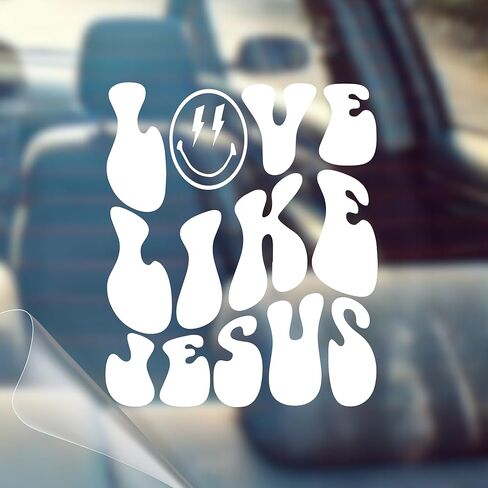 Love Like Jesus - Funny Car Vinyl Decal Bumper Sticker for Car, Wall, Window, Vehicle, Weather Resistant, Viral (White) in Kuwait