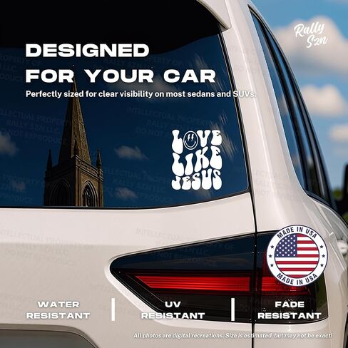 Love Like Jesus - Funny Car Vinyl Decal Bumper Sticker for Car, Wall, Window, Vehicle, Weather Resistant, Viral (White) in Kuwait