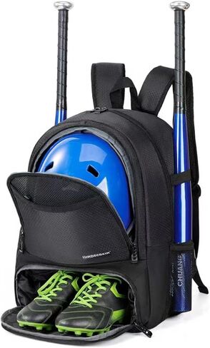 Youth Baseball Bag - Baseball Backpack for Boys & Girls with Independent Helmet & Shoe Compartment - Fits Bat, Glove, Helmet & Baseball Equipment - Durable T-Ball Bag in Saudi Arabia