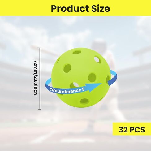 32 Pack 8 Colors Plastic Baseball Practice Balls, Lightweight Hollow Soft Balls for Hitting Pitching Batting Training Indoor & Outdoor Sport with a Drawstring Bag in Kuwait