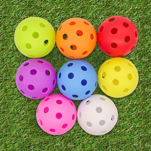 32 Pack 8 Colors Plastic Baseball Practice Balls, Lightweight Hollow Soft Balls for Hitting Pitching Batting Training Indoor & Outdoor Sport with a Drawstring Bag in Kuwait