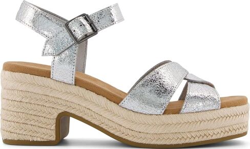 TOMS WOMENS ISLA METALLIC PEEP FORTING BLATCH CLACK SANDALS CASALAD MID MID CHEEL 2-3 " - Silver in Kuwait