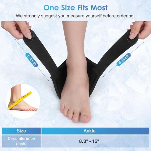 حزمة ثلج للكاحل مزدوجة الجل من ComfiTECH مع تبريد ممتد لمدة 30 دقيقة، ودعم ضغط قابل للتعديل لتخفيف التهاب اللفافة الأخمصية، حزمة جل باردة قابلة لإعادة الاستخدام لالتهاب الأوتار، والالتواء، والتورم، والكعب in Kuwait