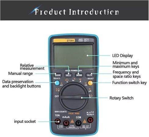 Current Signal Generator ZT301 Digital Multimeter 8000 Counts Multifunction Voltage Temperature Capacitance Tester Portable Voltage Meter in Saudi Arabia