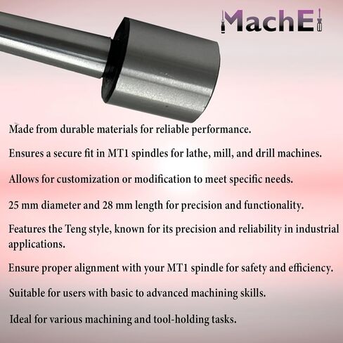 MachEl MT1 Morse Taper Soft Blank End Arbor – Tool for Lathe, Mill, and Drill, Teng Type, 25 mm x 28 mm in Saudi Arabia