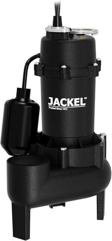 JACKEL Sewage Pump System, 1/2 HP, 108 GPM, 2" Discharge, Tethered Float Switch, 30 Gallon Basin, Gas Tight Cover in Kuwait