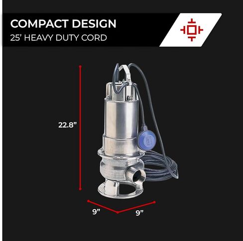 Honda WSP100 1hp 115V Submersible Water Pump, Trash Pump with Solid Handling Capability Up to 2 Inches, 150 Gallons per Min Capacity, Plugs Into Standard Outlets, Rated for Continuous Use (WSP100AA) in Saudi Arabia