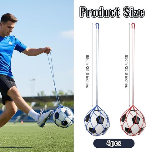 4 Pcs Football Kick Trainer Soccer Return Juggle Kick Trainer Equipment Soccer Net Kicker Practice Solo Practice Training Aid Equipment Fits Ball Size 3, 4, 5 (4 Color) in Saudi Arabia