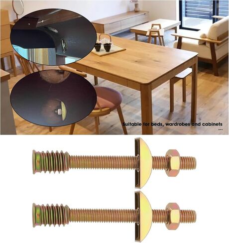 8 Sets Half Moon Bed Fitting Kit 4 in1 Washer Bolts Furniture Threaded Rod Fittings M8 Nuts Bolts Sets Bed Assembly Insert Fasteners for Beds Chairs HeadBoards in Saudi Arabia