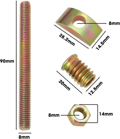 8 Sets Half Moon Bed Fitting Kit 4 in1 Washer Bolts Furniture Threaded Rod Fittings M8 Nuts Bolts Sets Bed Assembly Insert Fasteners for Beds Chairs HeadBoards in Saudi Arabia