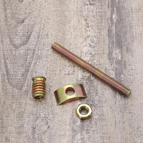 8 Sets Half Moon Bed Fitting Kit 4 in1 Washer Bolts Furniture Threaded Rod Fittings M8 Nuts Bolts Sets Bed Assembly Insert Fasteners for Beds Chairs HeadBoards in Saudi Arabia
