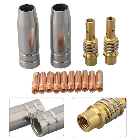 14PC MIG/MAG Welding Torch Accessories Power Nozzle M6 0.8mm for MB14/15 ML1500 G15 SB15 TBI150 ERGOPLUS15 in Saudi Arabia