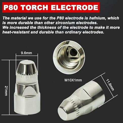 45 Pcs P-80 for Panasonic Plasma Electrode Nozzle 1.5 100Amp Cutting Torch Consumables Compatible with PANASONIC 80A Welding Accessories in Saudi Arabia