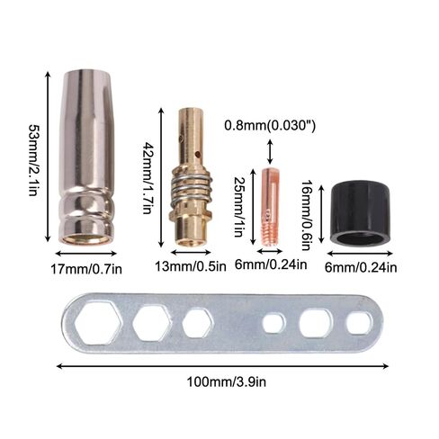 25PCS Welding Accessories Kit for 15AK and MB-15 MIG Machines 0.8mm Contact Tips Gas Nozzle Diffuser Insulator with Wrench in Saudi Arabia