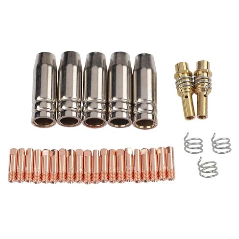 30 Pcs MIG Welding Torch Accessories Kit for MB15 15AK 14AK with 0.8mm 1.0mm Contact Tips Gas Nozzles Retaining Springs in Saudi Arabia