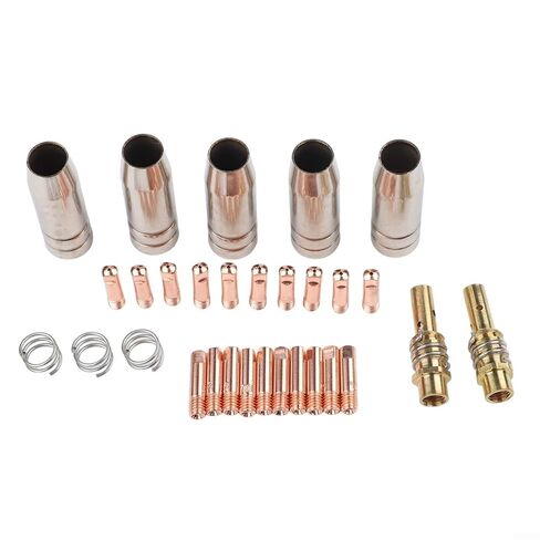 30 Pcs MIG Welding Torch Accessories Kit for MB15 15AK 14AK with 0.8mm 1.0mm Contact Tips Gas Nozzles Retaining Springs in Saudi Arabia