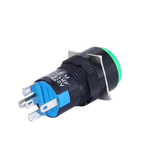 2/10 قطعة مفتاح زر الضغط، LA16 مفتاح الطاقة لإعادة ضبط القفل الذاتي 3PIN 16 مم اتصال فضي بدون ضوء (إعادة ضبط 3 دبابيس خضراء، قطعتان) in Kuwait