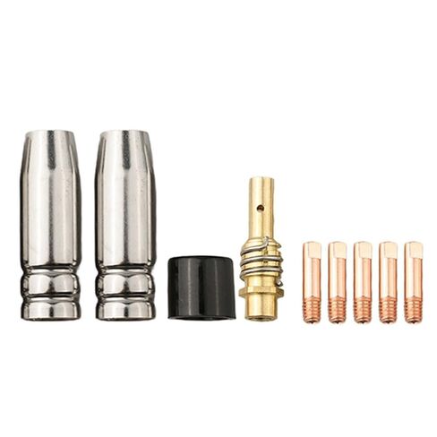9PCS MIG Welding Accessories Set with M6 0.8 mm Power Nozzles Conical Gas Spring Holder and Insulator for AK15 MB-15 Torch in Saudi Arabia