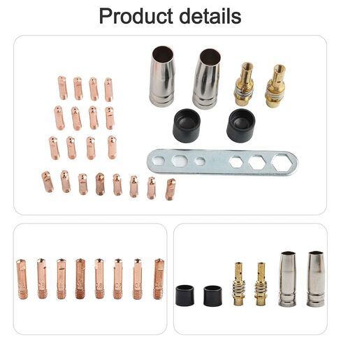 27PCS Welding Accessories Set for 15AK MIG Torch Copper Nozzles with M6 0.6-1 mm Power Tips Gas Nozzle Kit for Protective in Saudi Arabia