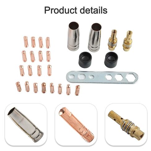 27PCS Welding Accessories Set for 15AK MIG Torch Copper Nozzles with M6 0.6-1 mm Power Tips Gas Nozzle Kit for Protective in Saudi Arabia