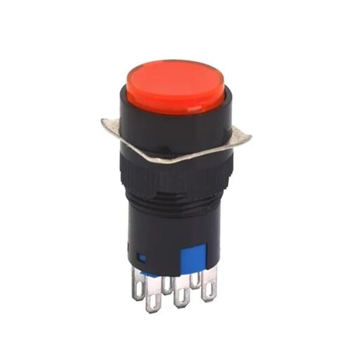 5 قطع مفتاح زر ضغط، 16 ملم مفتاح زر صغير 5 دبابيس مستطيلة مربعة ودائرية ذاتية القفل مع ضوء (أخضر، دائري_SELF إعادة ضبط_220 فولت) in Kuwait