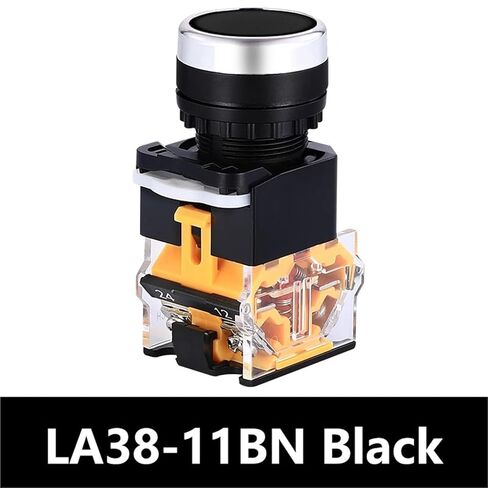 10 قطع مفتاح زر ضغط، 22 مم LA38 إعادة ضبط ذاتي القفل 1NO/1NC لحظية مع مؤشر LED خفيف 220 فولت (LA38-11BN أسود، إعادة ضبط) in Kuwait
