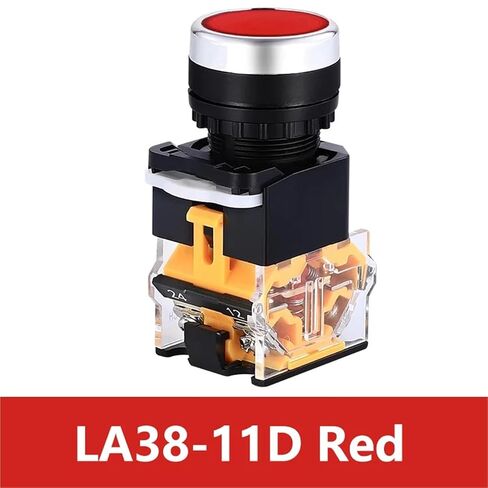 10 قطع مفتاح زر ضغط، 22 مم LA38 إعادة ضبط ذاتي القفل 1NO/1NC لحظية مع مؤشر LED خفيف 220 فولت (LA38-11D أحمر، إعادة ضبط) in Kuwait