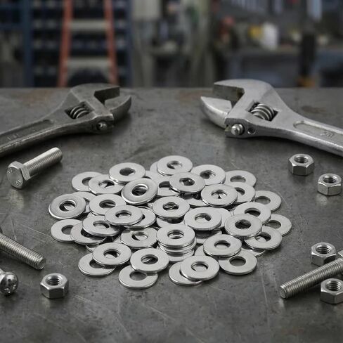 105Pcs 304 Stainless Steel Flat Washers, Fender Washers Assortment Kit 6 Sizes (M3-M10) for Screws Bolts, Large and Small Hardware for Various Home, Industrial, Automotive Use, Silver in Saudi Arabia