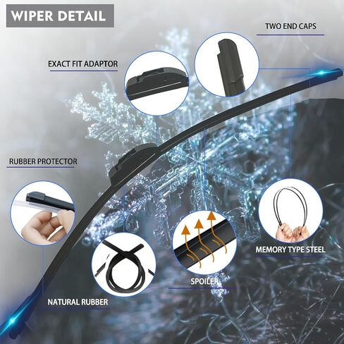 2 Wiper Blades OEM Quality Replacement for Chevy Silverado Avalanche Suburban, GMC Sierra Yukon, Mercedes-Benz SLK,SLC, Cadillac Escalade EXT ESV, Original factory wipers - 22"/22" Pinch Tab in Kuwait