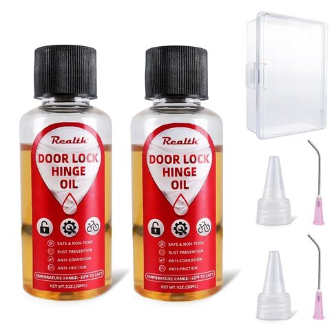 Realth Garage Door Lubricant, Door Hinge Lubricant for Metal Parts, Locks, Chains, Keyholes - Long-Lasting, Non-Toxic, Rust-Resistant Liquid Penetrating Oil with Precision Oiler Needle (1 oz - 2Pack) in Kuwait