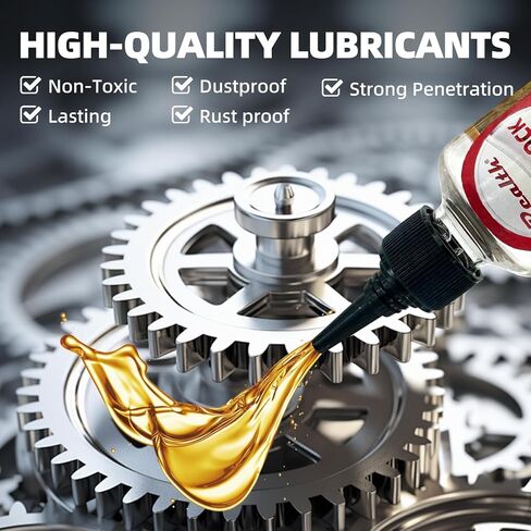 Realth Garage Door Lubricant, Door Hinge Lubricant for Metal Parts, Locks, Chains, Keyholes - Long-Lasting, Non-Toxic, Rust-Resistant Liquid Penetrating Oil with Precision Oiler Needle (1 oz - 2Pack) in Kuwait