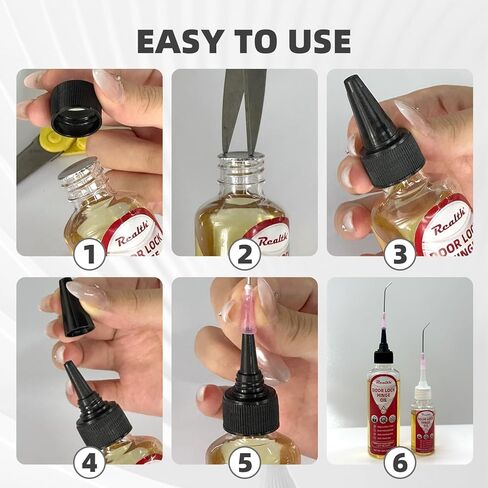 Realth Garage Door Lubricant, Door Hinge Lubricant for Metal Parts, Locks, Chains, Keyholes - Long-Lasting, Non-Toxic, Rust-Resistant Liquid Penetrating Oil with Precision Oiler Needle (1 oz - 2Pack) in Kuwait