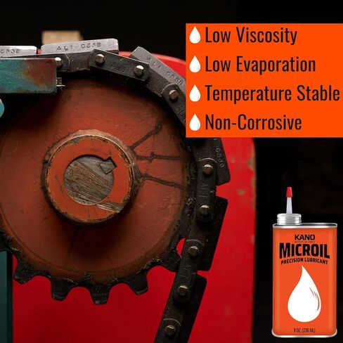 Kroil Microil Precision Lubricant - Low Viscosity Drip Oil - Anti-Rust Lubricant for Clocks, Watches, Micrometers & Small Mechanisms - Home & Industrial Use - Drip Can - 8 oz - 24 Pack (MC081C) in Kuwait