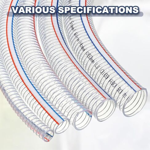 PATIKIL 1-1/4" ID Wire Reinforced Hose 6.6 Ft, PVC Vinyl Suction Tubing High Pressure Chemical Resistant with Spiral Steel Wire for Water Fuel Powder Drain, Clear in Saudi Arabia