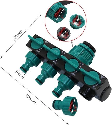 1PC 4-Way Hose Splitters 1" to 3/4" to 1/2" European Standard Female Thread Automatic Garden Watering Water Pipe Connectors in Kuwait