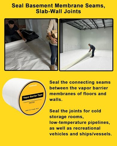 شريط حاجز بخار الفضاء - 6 بوصة × 180 لفة ختم قوي لحواجز الرطوبة من البولي إيثيلين وشريط العزل، شريط التماس الأبيض 9 مل (لفة 180 قدمًا) in Kuwait