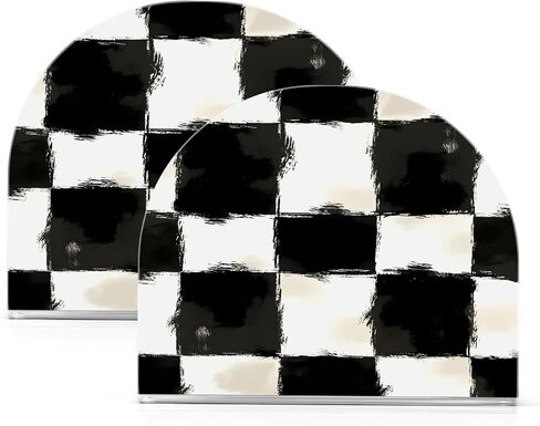 Black White Brush Stroke Check Napkin Holder for Tables Paper Cocktail Napkin Holders for Kitchen Dinning,Acrylic Dinner Napkin Dispenser for Restaurant Home Decor Bar Accessories 1 Pack in Saudi Arabia