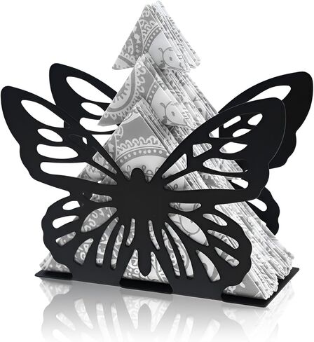 Decorative Butterfly Napkin Holders, Metal Standing Paper Napkins Dispenser for Wedding Party Table Space-Saving Organizer Kitchen Coffee Bar Shop Restaurant Dining Room & Outdoor (Black) in Saudi Arabia