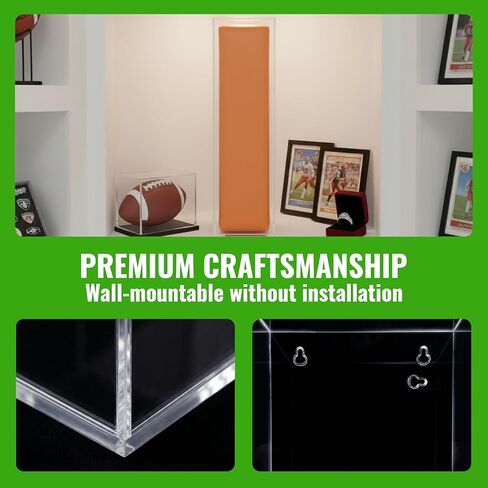 Clear Acrylic Football End Zone Pylon Display Case - Mirrored Shadow Box with UV Protection, 18.7" H x 5" L x 5" W for Game Day Collectibles in Saudi Arabia